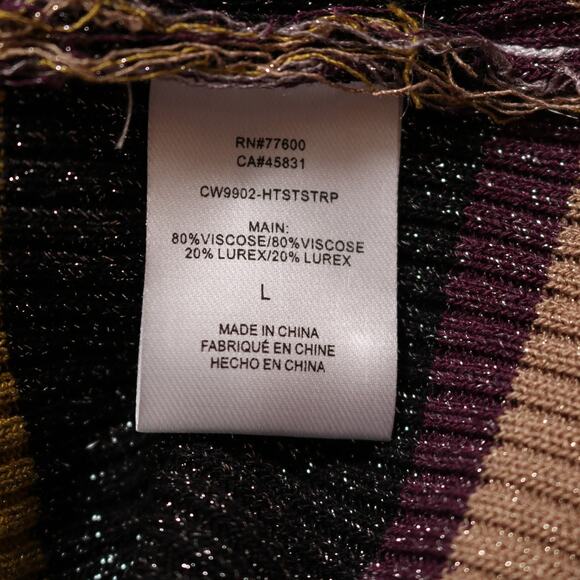 Chaser Harper Stripe Ribbed Sweater Y2K Retro V-Neck Skater Style Knit Size L - Picture 9 of 13